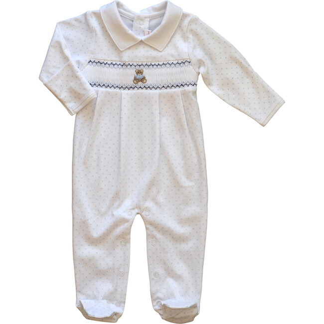 Teddy Bear Smocked Footie, Blue - Pineapple Sunshine Rompers | Maisonette
