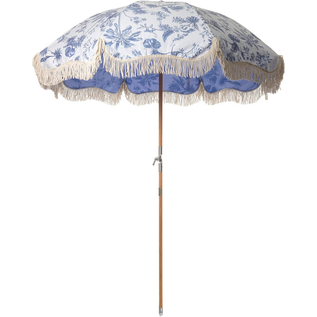 Premium Beach Umbrella, Blue Chinoiserie