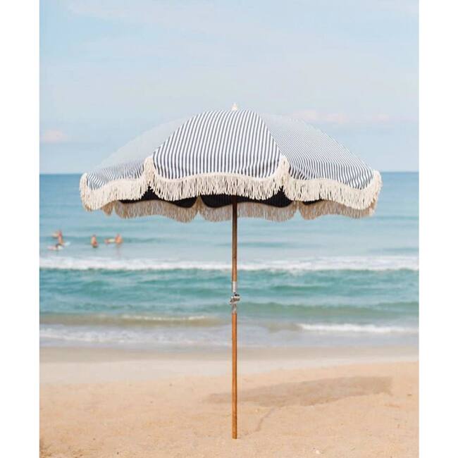Premium Beach Umbrella, Lauren's Navy Stripe - Outdoor Home - 5