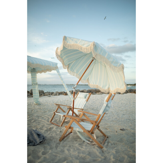 Premium Beach Umbrella, Vintage Blue Stripe