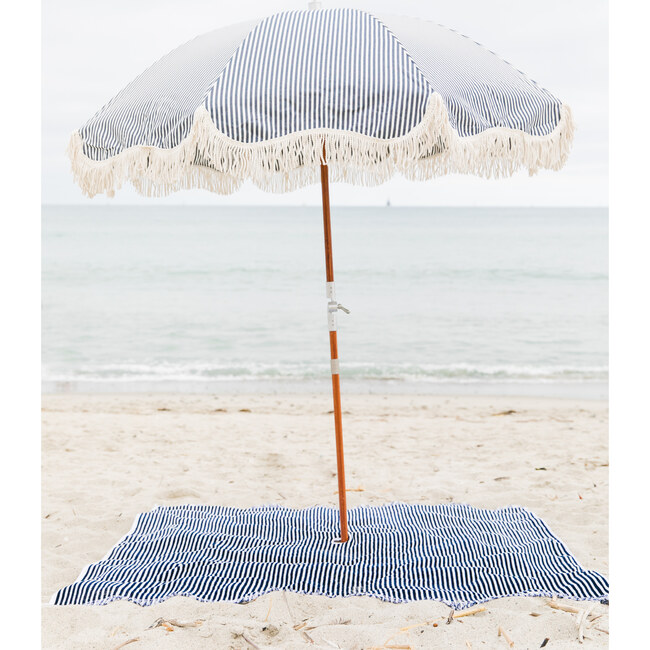 Premium Beach Umbrella, Lauren's Navy Stripe - Outdoor Home - 6