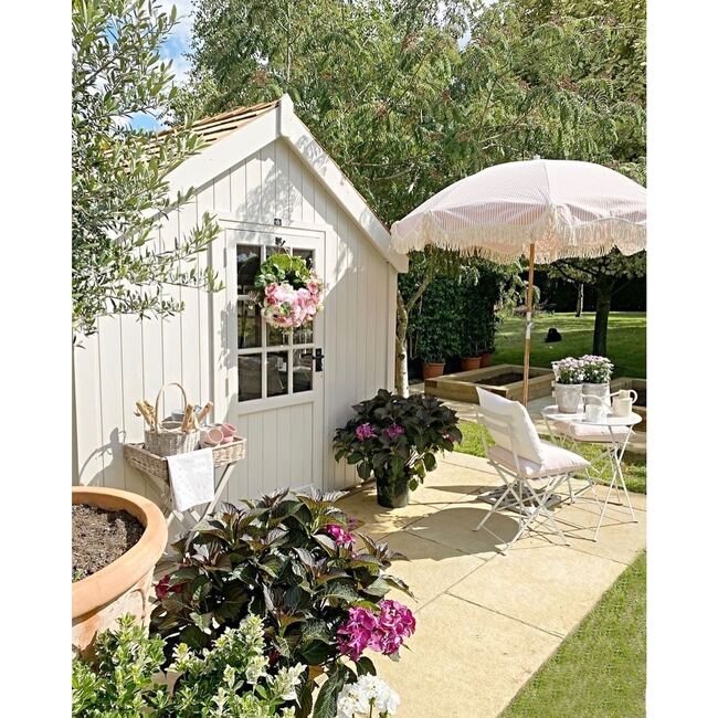 Premium Beach Umbrella, Lauren's Pink Stripe - Outdoor Home - 7