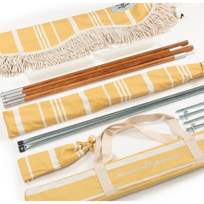Premium Beach Tent, Vintage Yellow Stripe - Outdoor Home - 3