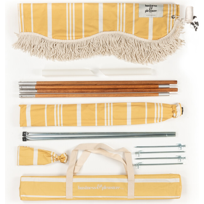 Premium Beach Tent, Vintage Yellow Stripe - Outdoor Home - 4