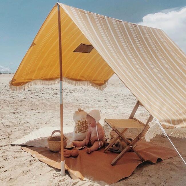 Premium Beach Tent, Vintage Yellow Stripe - Outdoor Home - 5