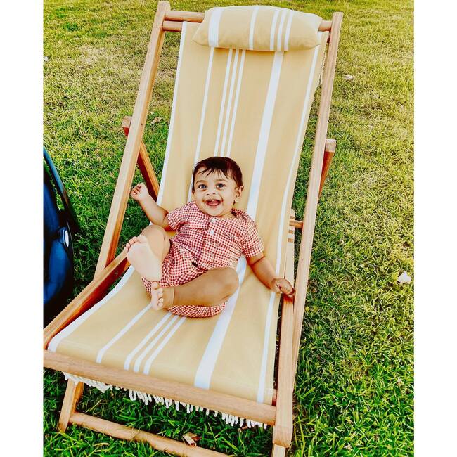 Premium Sling Chair, Vintage Yellow Stripe - Outdoor Home - 4