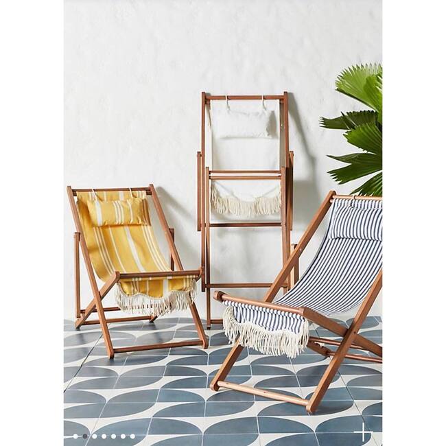 Premium Sling Chair, Lauren's Navy Stripe - Outdoor Home - 5