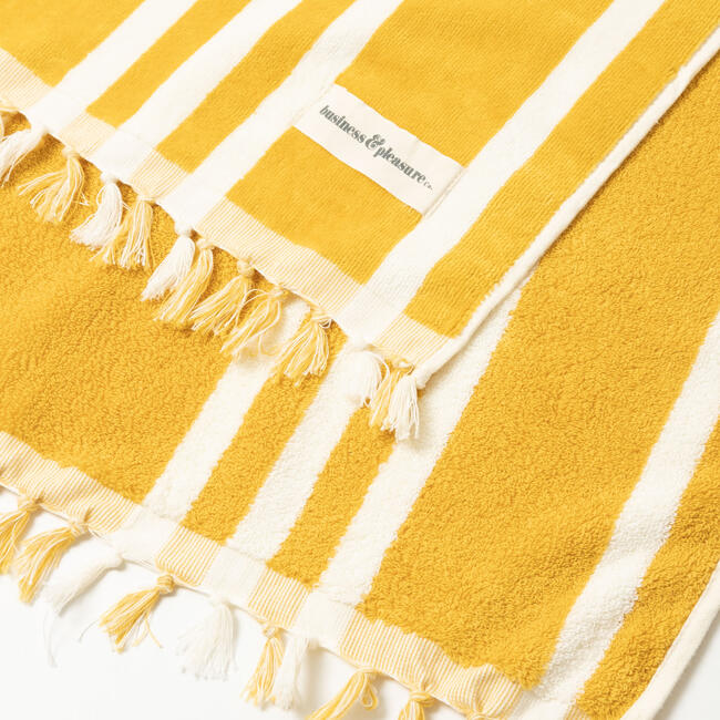 The Beach Towel, Vintage Yellow Stripe - Towels - 3