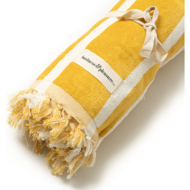 The Beach Towel, Vintage Yellow Stripe - Towels - 4