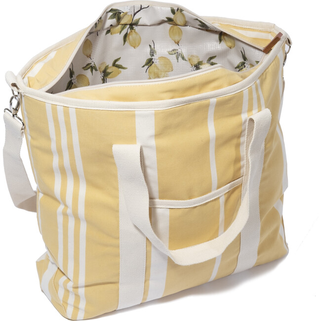 Cooler Tote Bag, Vintage Yellow Stripe