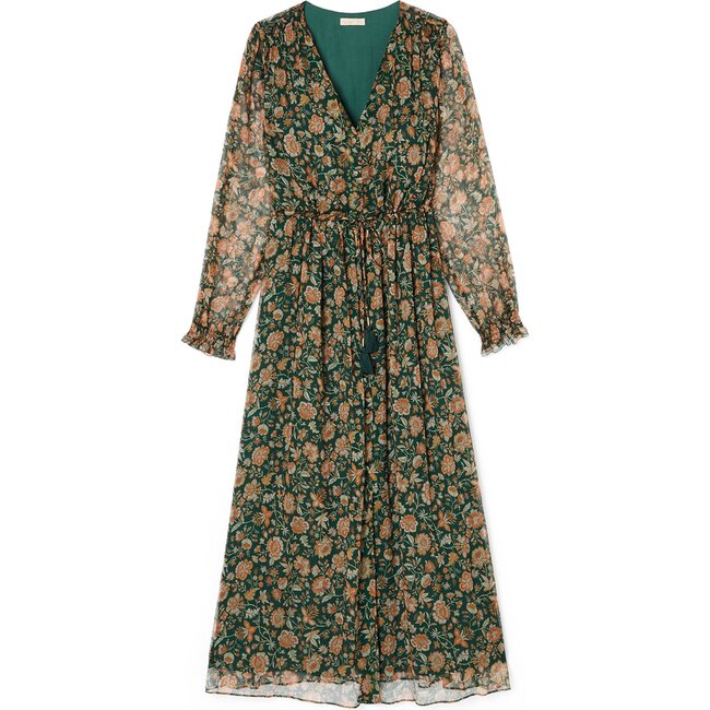 Women's Chally Dress, Forest Indian Flowers
