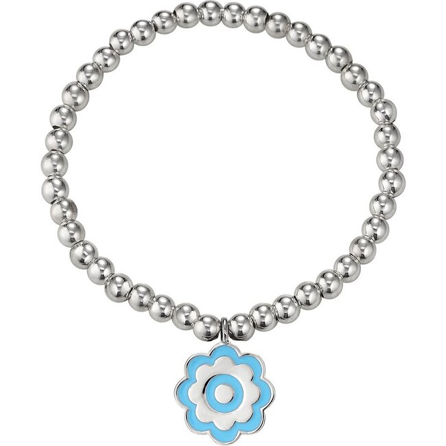 Silver Blue Flower Beaded Bracelet - Bracelets - 1