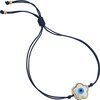 Blue Flower Evil Eye Bracelet, Navy Cord - Bracelets - 1 - thumbnail