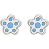 Petite Silver Flower Studs, Blue - Earrings - 1 - thumbnail