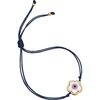 Pink Flower Evil Eye Bracelet, Navy Cord - Bracelets - 1 - thumbnail