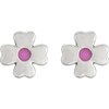 Petite Silver Clover Studs, Pink - Earrings - 1 - thumbnail