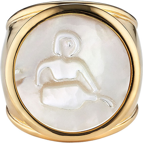 Mother of Pearl Zodiac Ring, Size 6 - Rings - 1