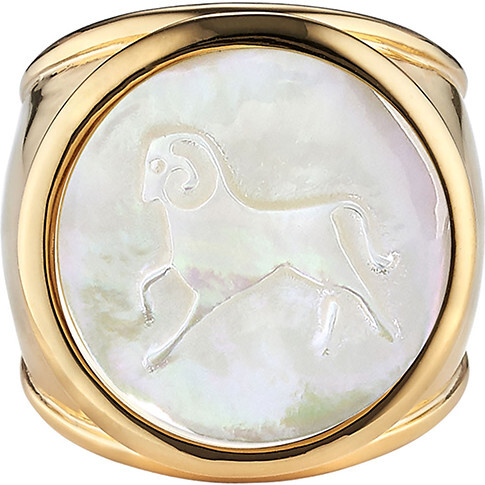 Mother of Pearl Zodiac Ring, Size 6 - Rings - 2