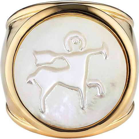 Mother of Pearl Zodiac Ring, Size 6 - Rings - 9
