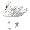 LUXE Single Swan Mobile, White & Silver - Mobiles - 1 - thumbnail