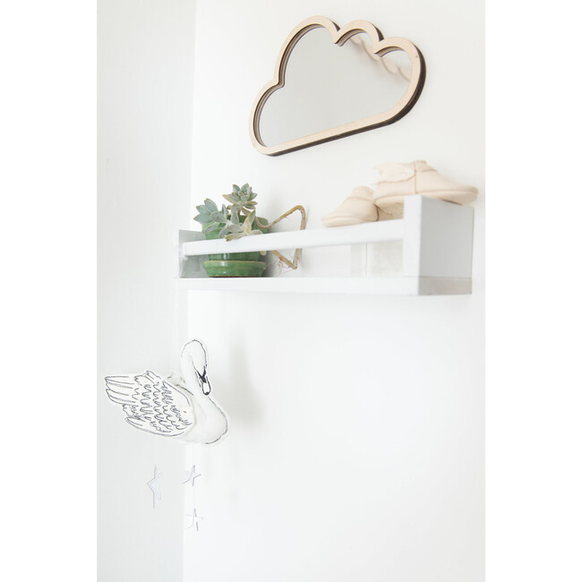 LUXE Single Swan Mobile, White & Silver - Mobiles - 2