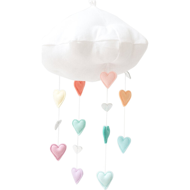 LUXE Cascading Rainbow Heart Cloud Mobile, Pastel & Silver Baby Jives