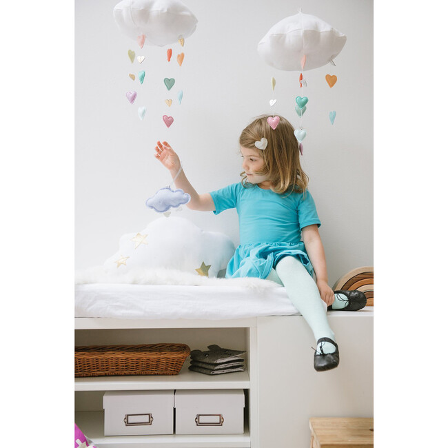 LUXE Cascading Rainbow Heart Cloud Mobile, Pastel & Silver Baby Jives
