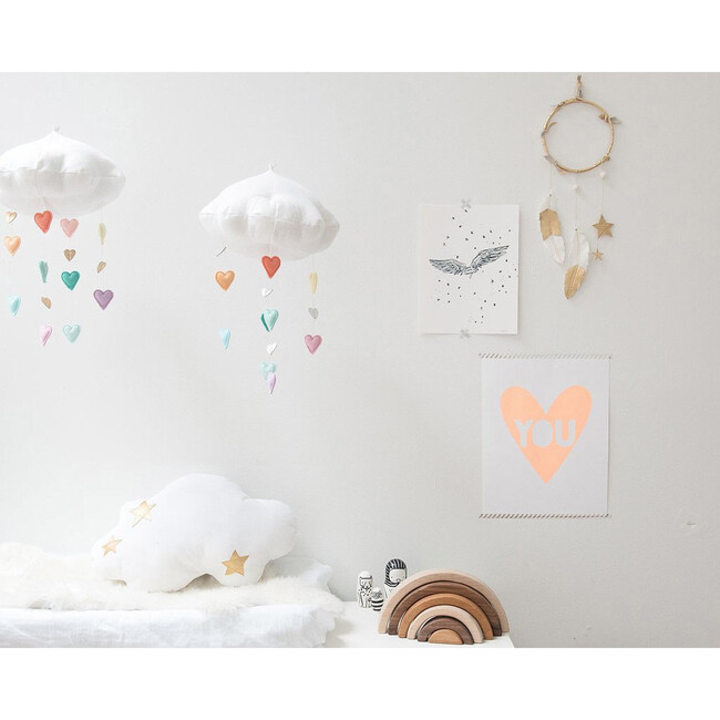 LUXE Cascading Rainbow Heart Cloud Mobile, Pastel & Silver Baby Jives