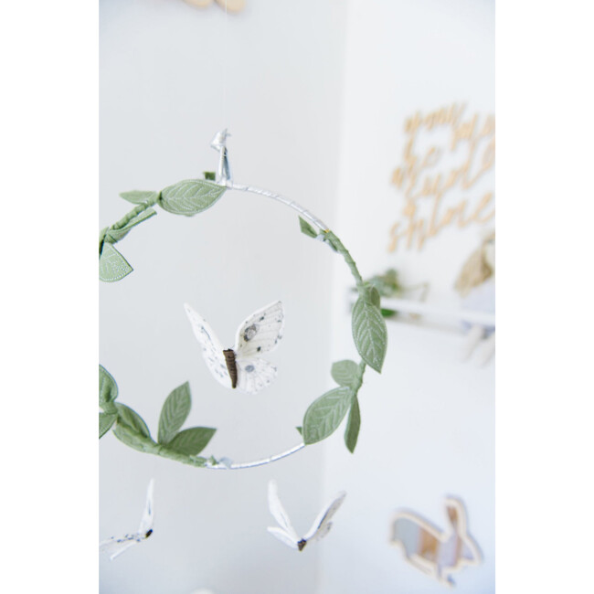LUXE Luna Moth Mobile in White, Silver & Green - Mobiles - 6