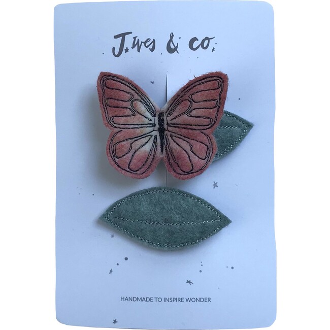 Butterfly Hair Clip Set, Peach - Hair Accessories - 1