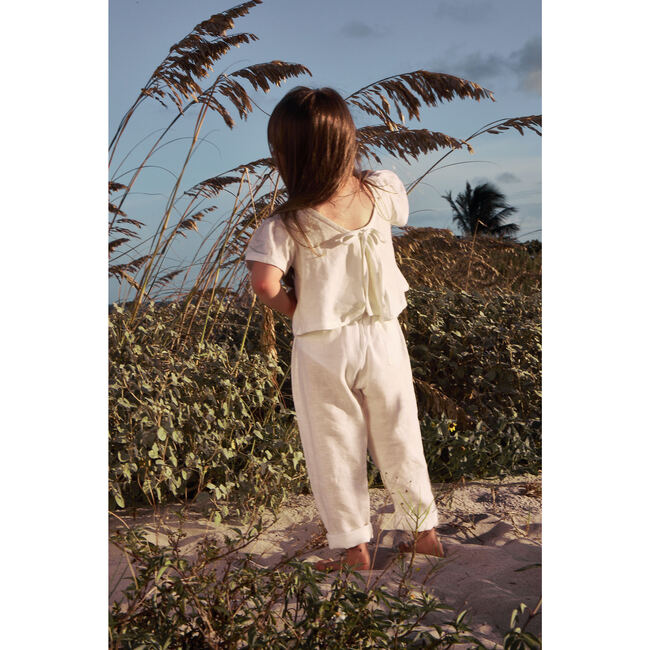 Celia Blouse, Linen White - Blouses - 3