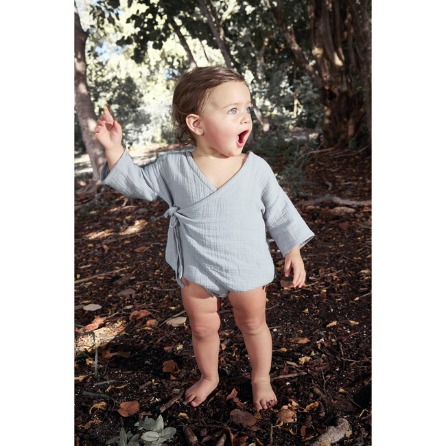Mateo Baby Romper, Gauze Blue - Rompers - 2