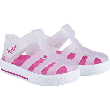 Star Jelly Sandal, White/Fuschia - Sandals - 1