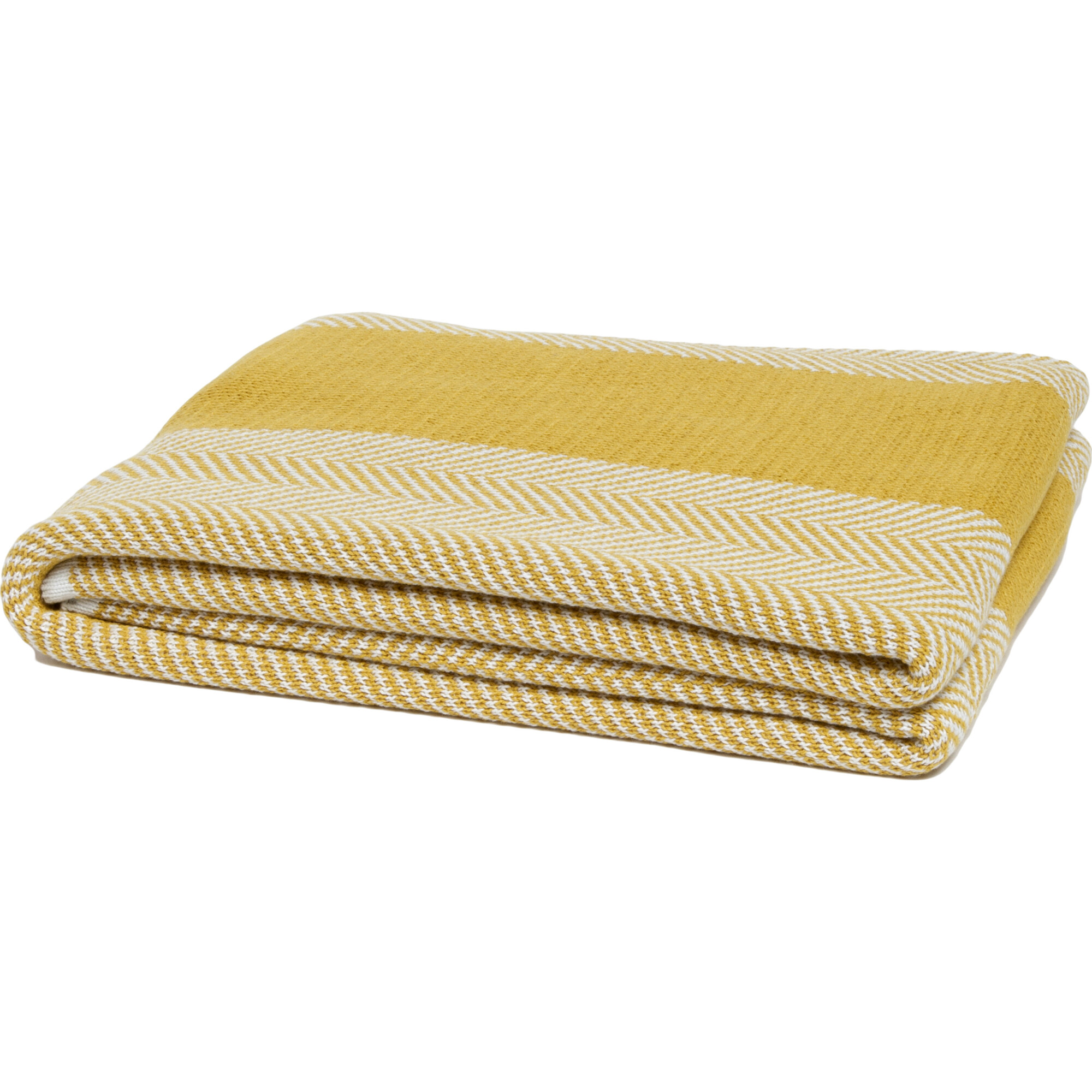 Eco Poly Herringbone Stripe Throw, Yellow/White - Throws - 1