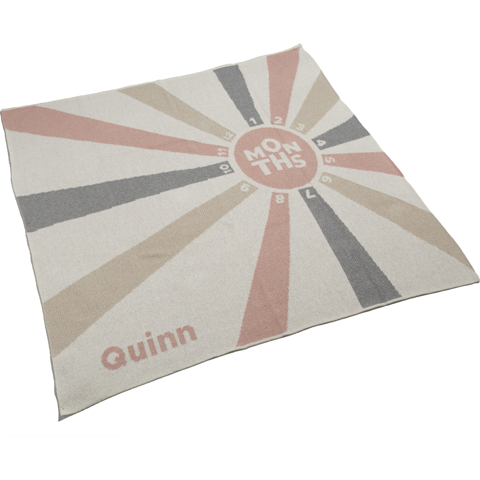 Monogrammed Eco Baby Milestone Throw, Blush/Flax - Throws - 1