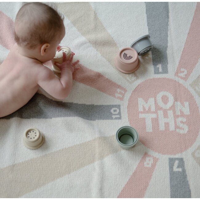 Monogrammed Eco Baby Milestone Throw, Blush/Flax