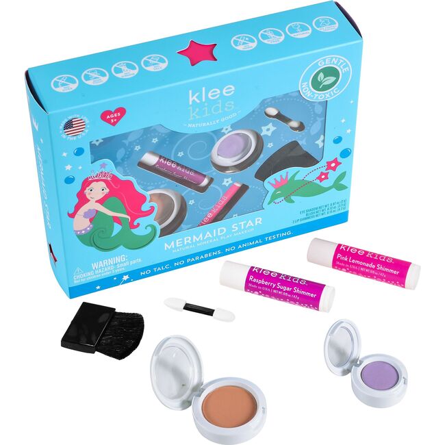 Mermaid Star 4-Piece Natural Play Makeup Kit with Pressed Powder Compacts
