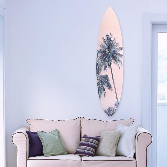 Pink Palm Surfboard, Acrylic - Art - 2