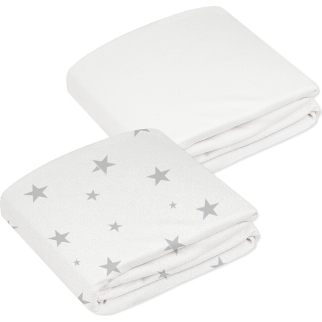 Organic 2 pack Crib Sheet, Grey & White Stars - Crib Sheets - 1