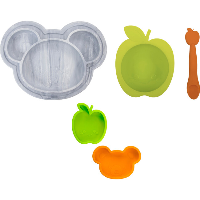 Kushies Silicone Feeding 5 PC Set, Marble & Citrus & Carrot - Food Storage - 1