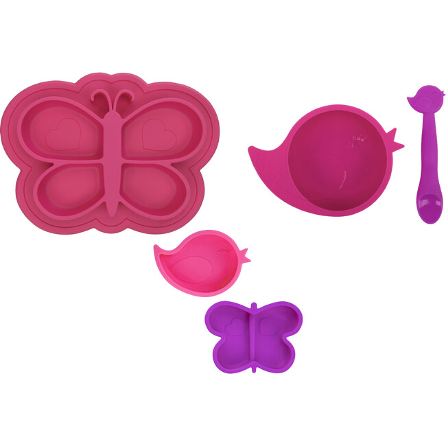 Kushies Silicone Feeding 5 PC Set, Candy & Purple - Tableware - 1