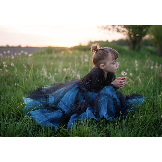 Luna The Midnight Witch Dress & Head Band, Teal/Black - Costumes - 3