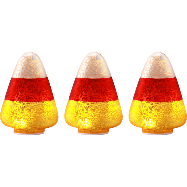 Set of 3 Mercury Glass Candy Corns, Orange Stripe