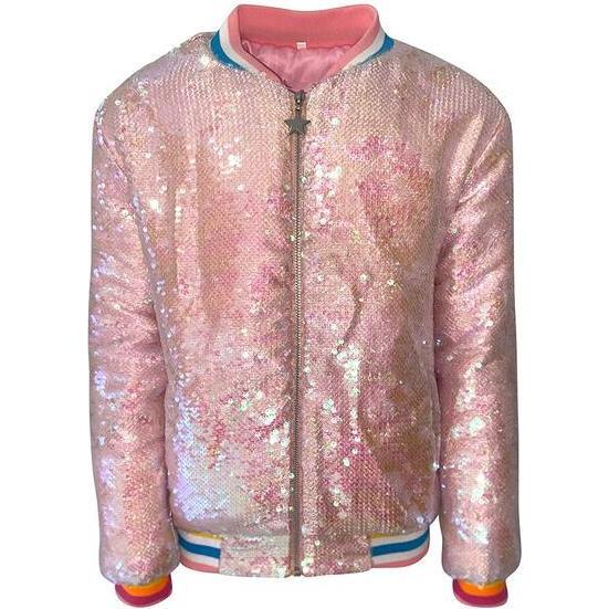 Sequin Quilted Bomber, Bubble Gum