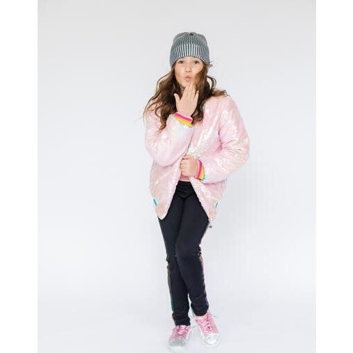 Sequin Quilted Bomber, Bubble Gum - Jackets - 3