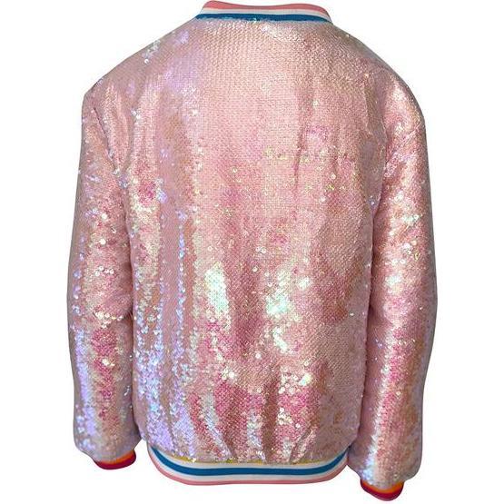 Sequin Quilted Bomber, Bubble Gum - Jackets - 4