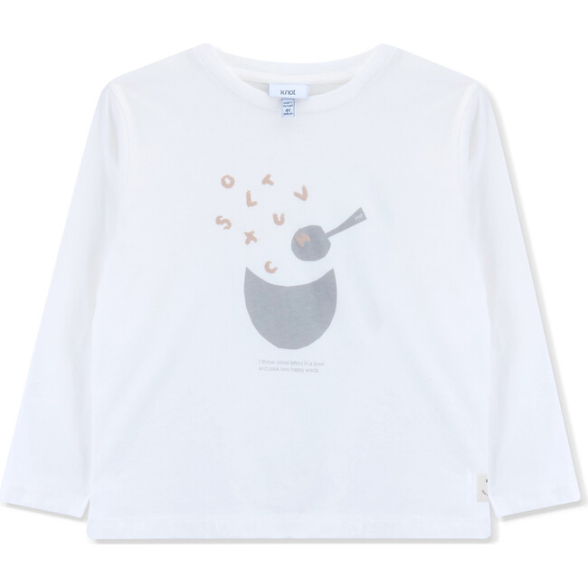 T-Shirt Long Sleeve Organic Cotton #7 Cook New Words, White