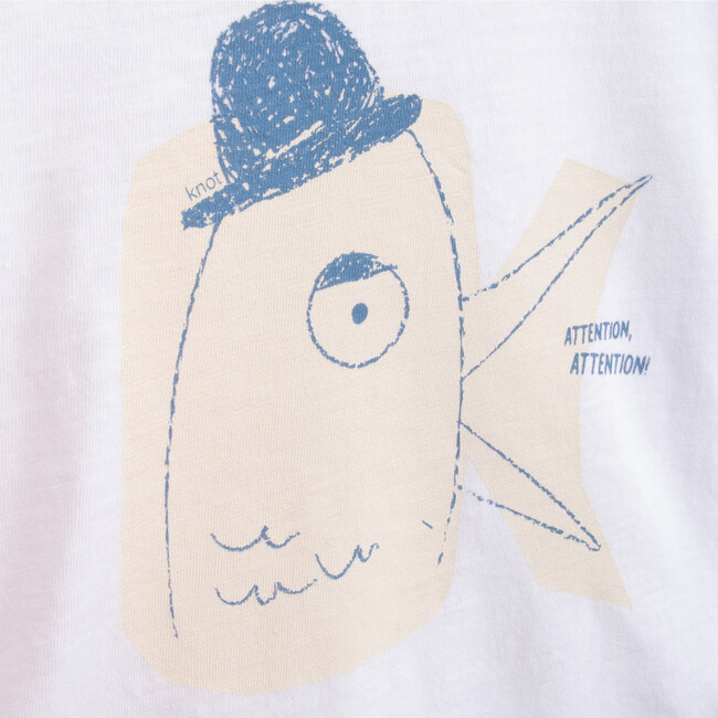 T-Shirt Long Sleeve Organic Cotton "K" Attention, White - Tees - 2