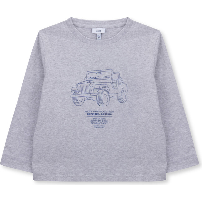 T-Shirt Long Sleeve Organic Cotton Happy Place, Grey - Tees - 1
