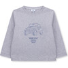 T-Shirt Long Sleeve Organic Cotton Happy Place, Grey - Tees - 1 - thumbnail